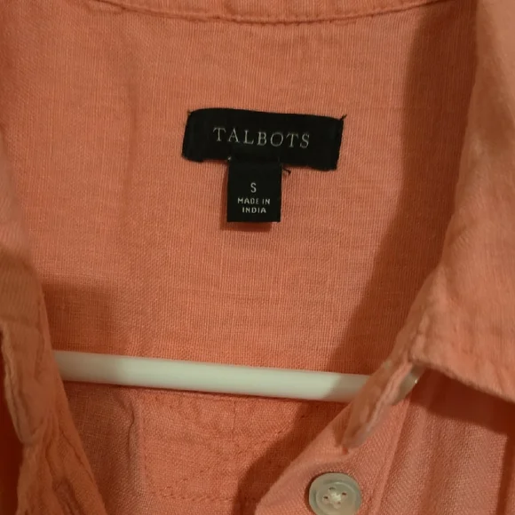 Talbots Coral Button-Down Shirt - Picture 3 of 6